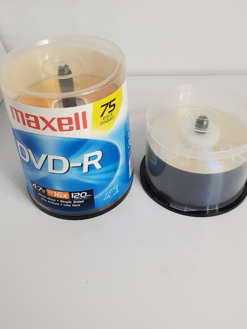 DVD-R 120 min. Approximately 70 Maxell and 40 Phillips